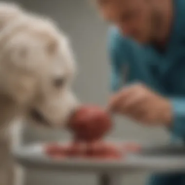 Close-up of a vet examining a dog's stool sample