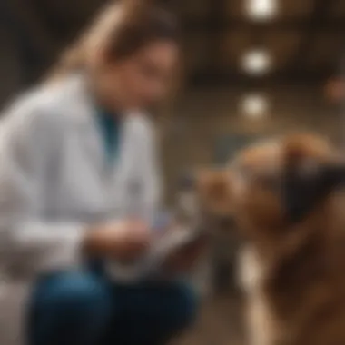 A pet owner consulting with a veterinarian.