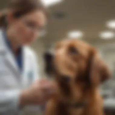 A veterinarian examining a dog in a clinic