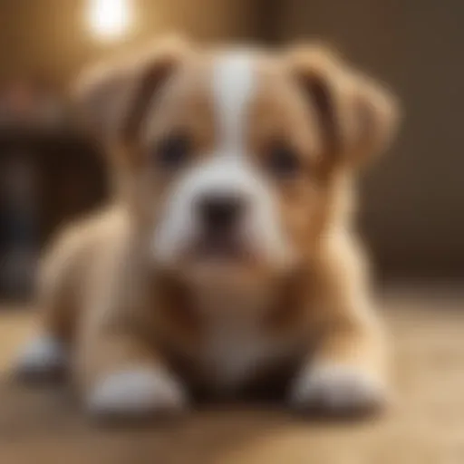 A playful puppy with a concerned expression.