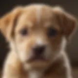 Close-up of a one-month-old puppy with a concerned expression