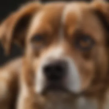 Close-up of a dog looking uneasy due to gastrointestinal issues