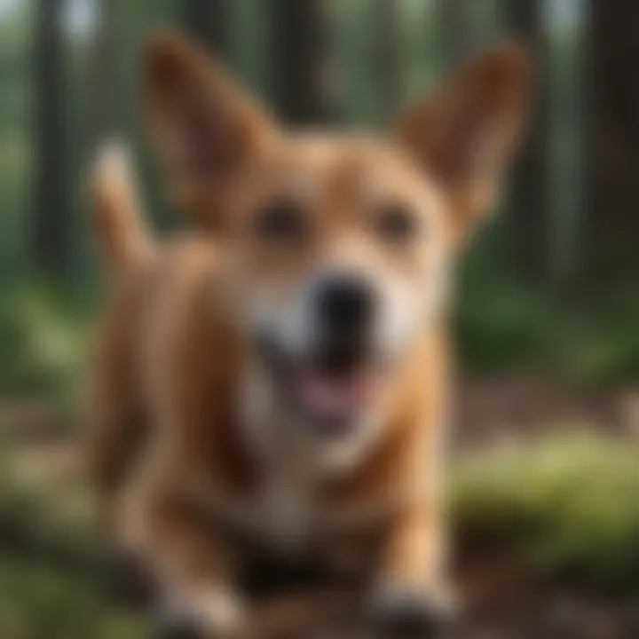 A healthy dog enjoying outdoor playtime