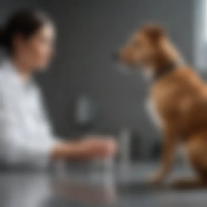 A veterinarian consulting with a dog owner