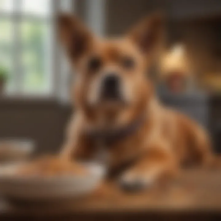 Dog enjoying a bowl of fiber-rich food