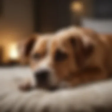 A dog resting comfortably on a cozy bed