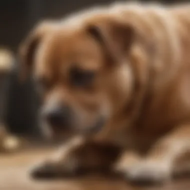 A pet owner gently examining their dog's belly