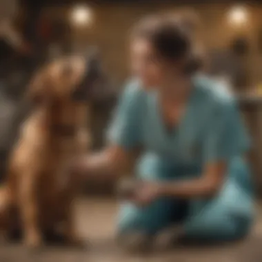 A veterinarian consulting with a dog owner