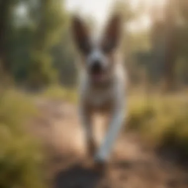 A dog playing outdoors, healthy and active