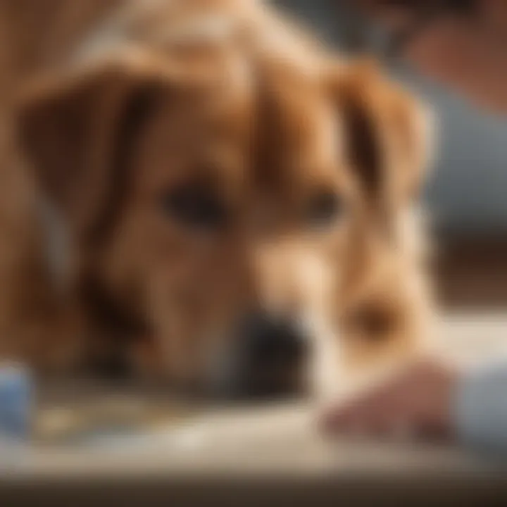 Veterinarian examining a dog for health issues