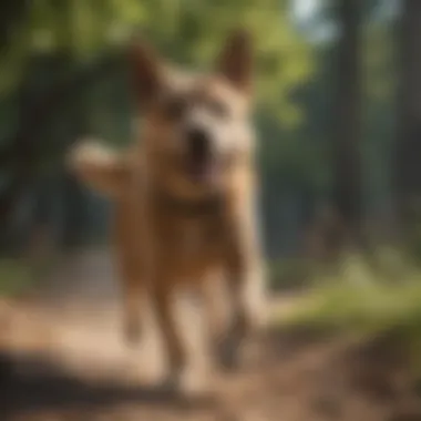 A dog happily playing outdoors, representing good health