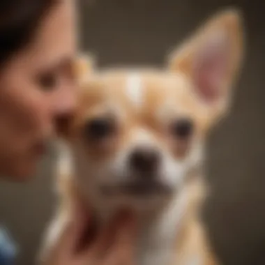 Owner applying ear treatment to a Chihuahua