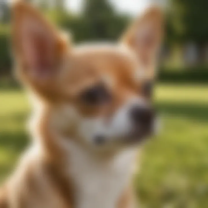 Chihuahua with healthy ears in a sunny park