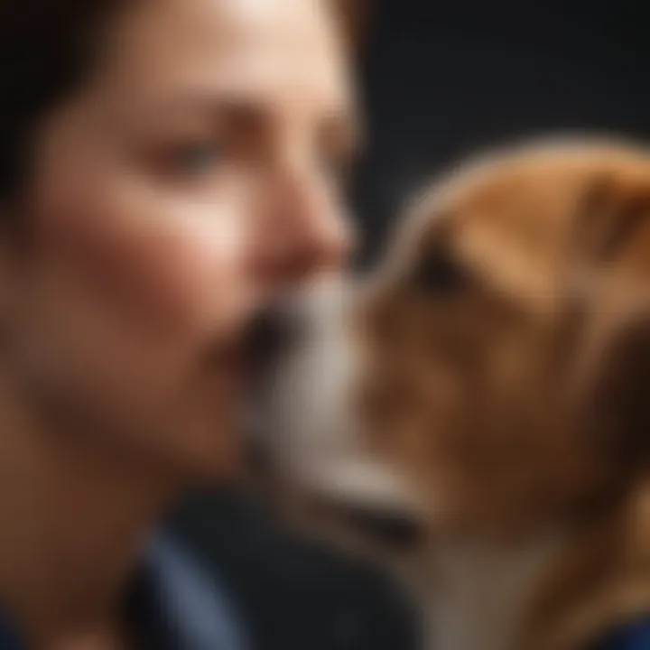 A veterinarian examining a dog's ears