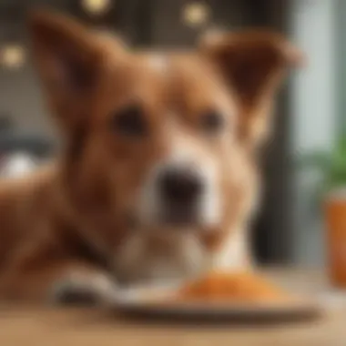 A healthy dog enjoying a balanced meal