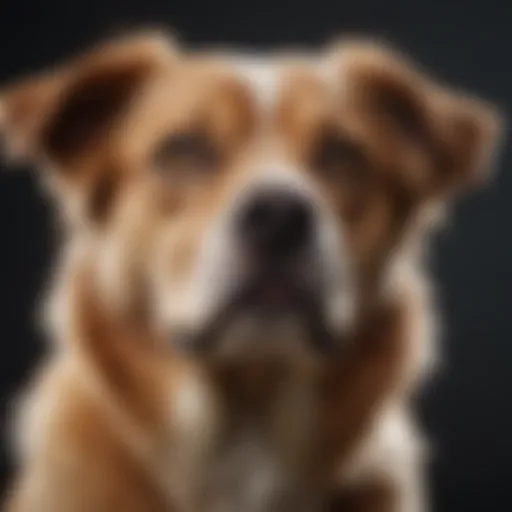 Close-up of a dog with a concerned expression, indicating discomfort due to gastrointestinal issues.