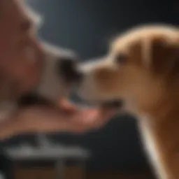 Veterinarian examining a dog's hip joint