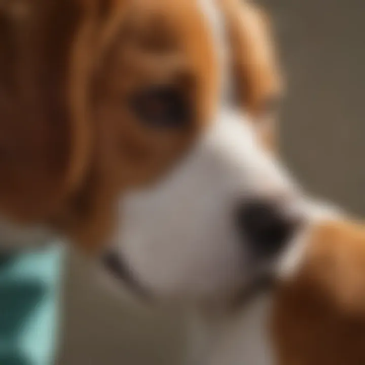 Veterinarian examining a Beagle's ear in a clinical setting