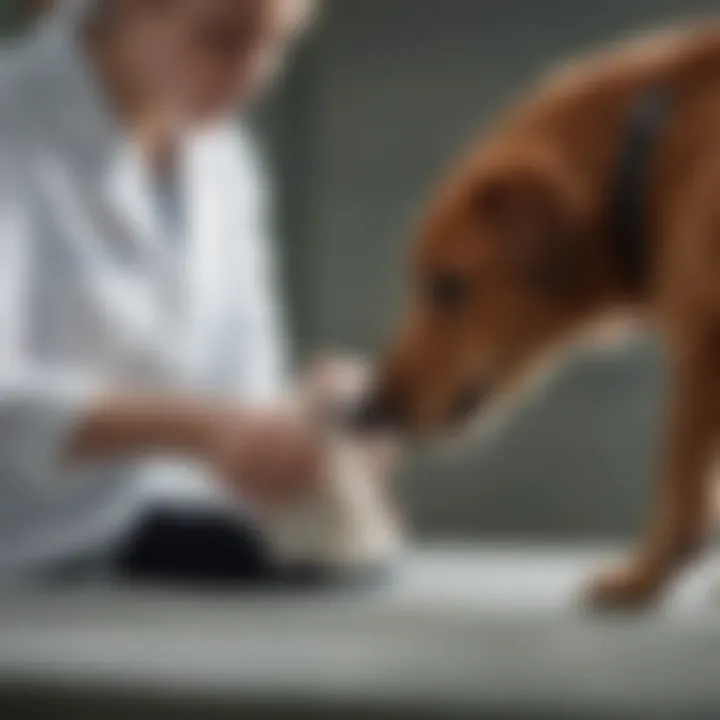Veterinarian performing a physical examination on a dog