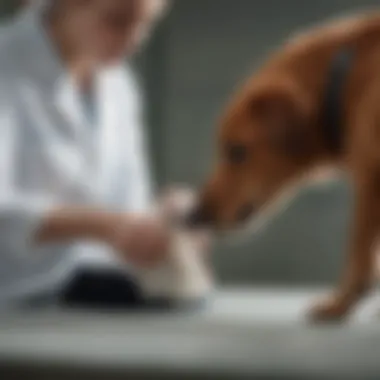 Veterinary Examination for Hip Dysplasia Diagnosis Veterinarian performing a physical examination on a dog