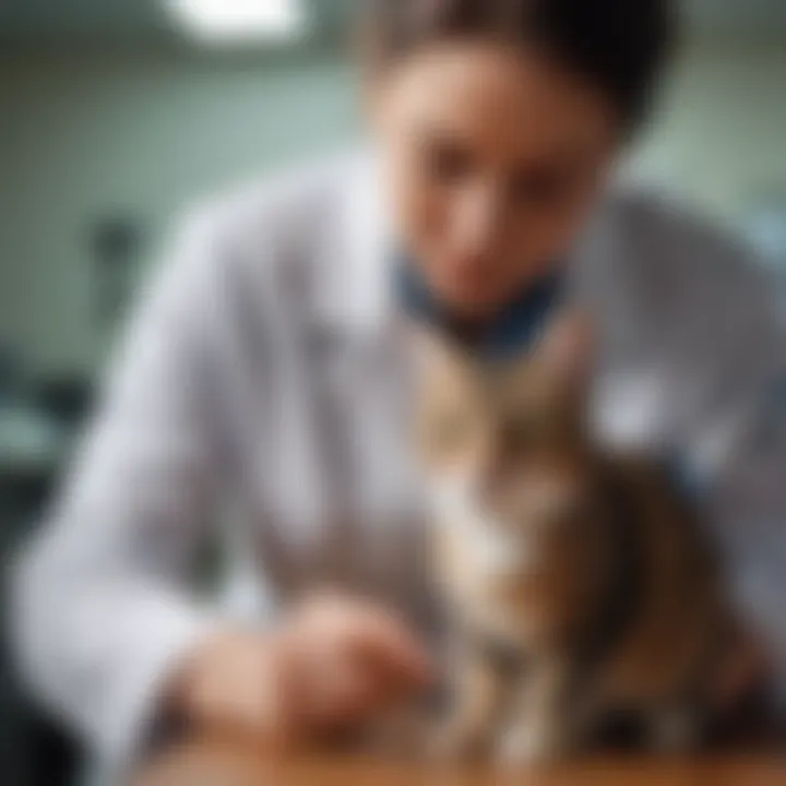 Vet examining a cat for urinary tract issues