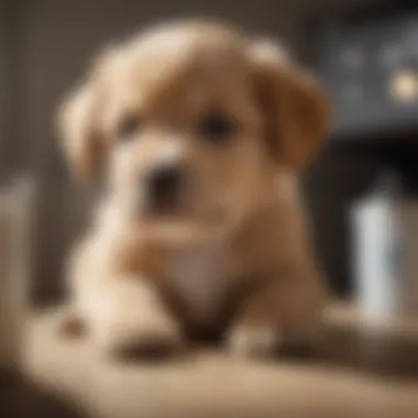 Veterinarian examining a puppy