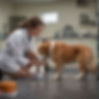 A veterinarian examining a dog in a clinic