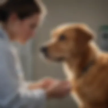 Veterinarian examining a dog with gastrointestinal issues