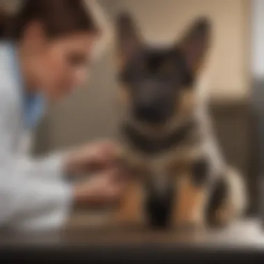 Veterinarian examining a German Shepherd puppy