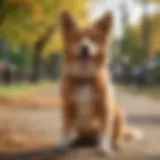 A happy dog with a healthy coat in a sunny park