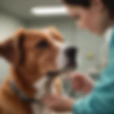 A dog being examined by a veterinarian in a clinic