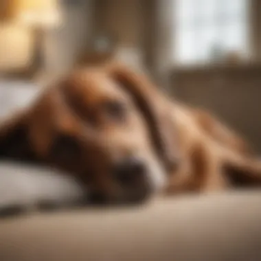 Resting Dog for Recovery A dog resting comfortably at home