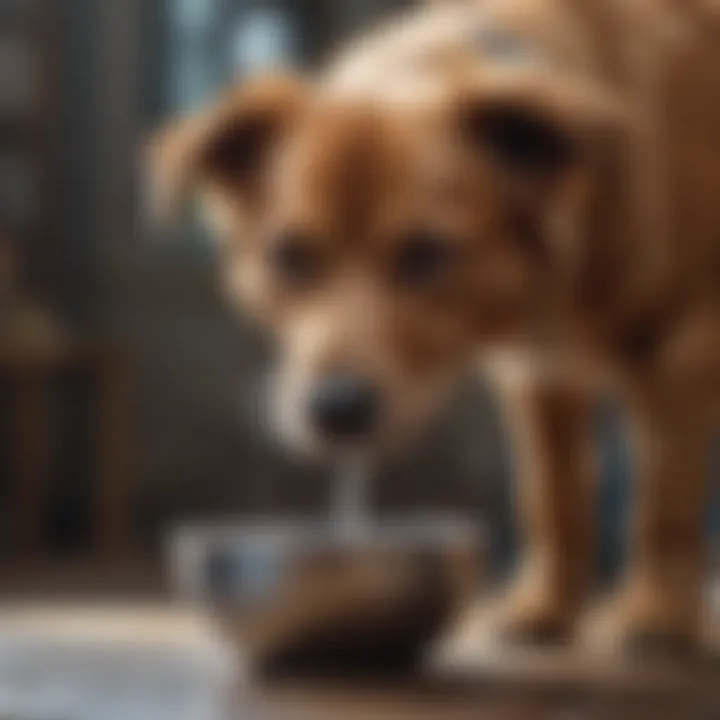 A dog drinking fresh water from a bowl