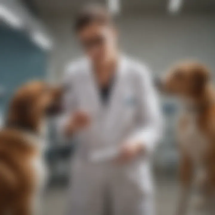 Veterinarian examining a dog