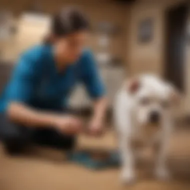 A veterinarian examining a pet with care