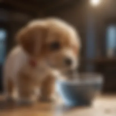 Puppy drinking water from a bowl to stay hydrated