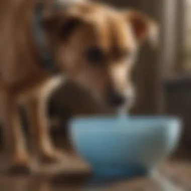 A dog drinking fresh water from a clean bowl