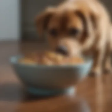 A bowl with bland food for dogs