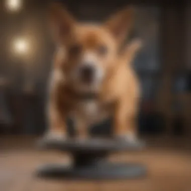 Balance Training for Joint Support A dog using balance equipment to improve core strength and stability.
