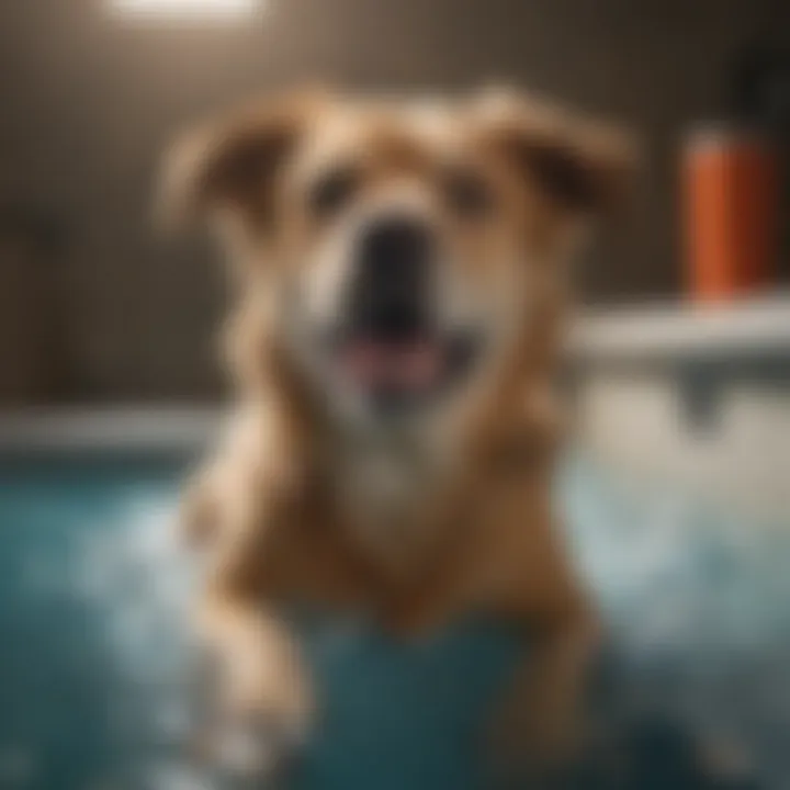 A dog engaging in hydrotherapy to promote low-impact exercise for hip health.