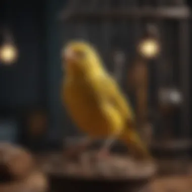 Canary singing in its cage