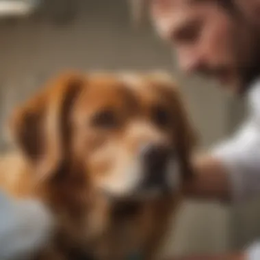 A dog being examined by a veterinarian in a clinic