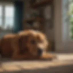 A dog exhibiting heavy breathing in a cozy home environment