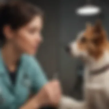 Veterinary Consultation on Hip Therapy A veterinarian consulting with a pet owner about hip therapy options