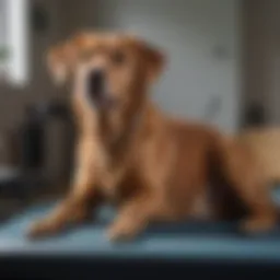 A dog undergoing physiotherapy to alleviate hip pain