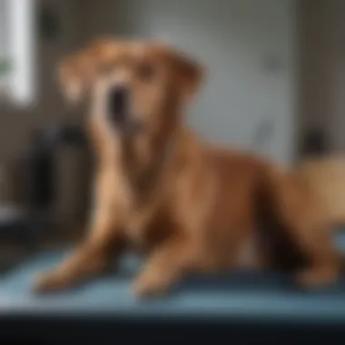 A dog undergoing physiotherapy to alleviate hip pain