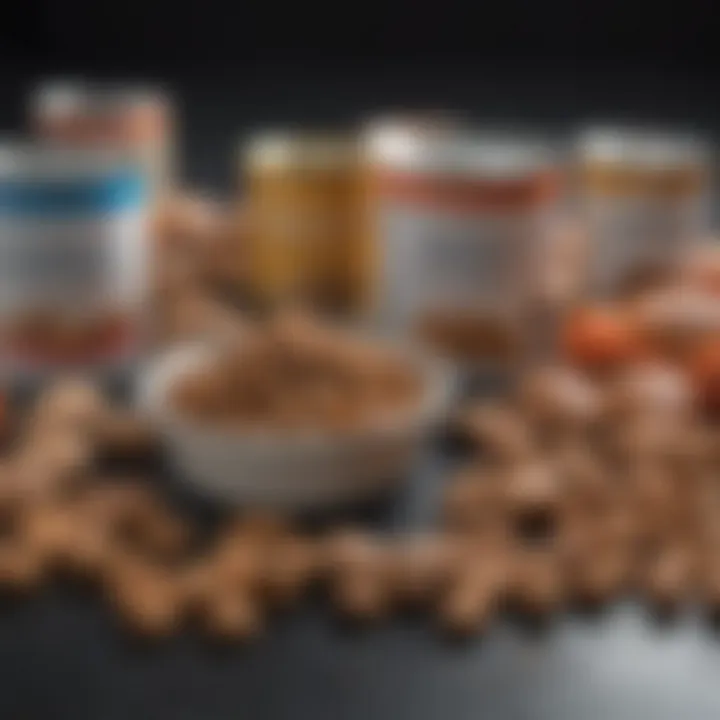 A selection of vet-approved dog foods displayed on a clean surface.