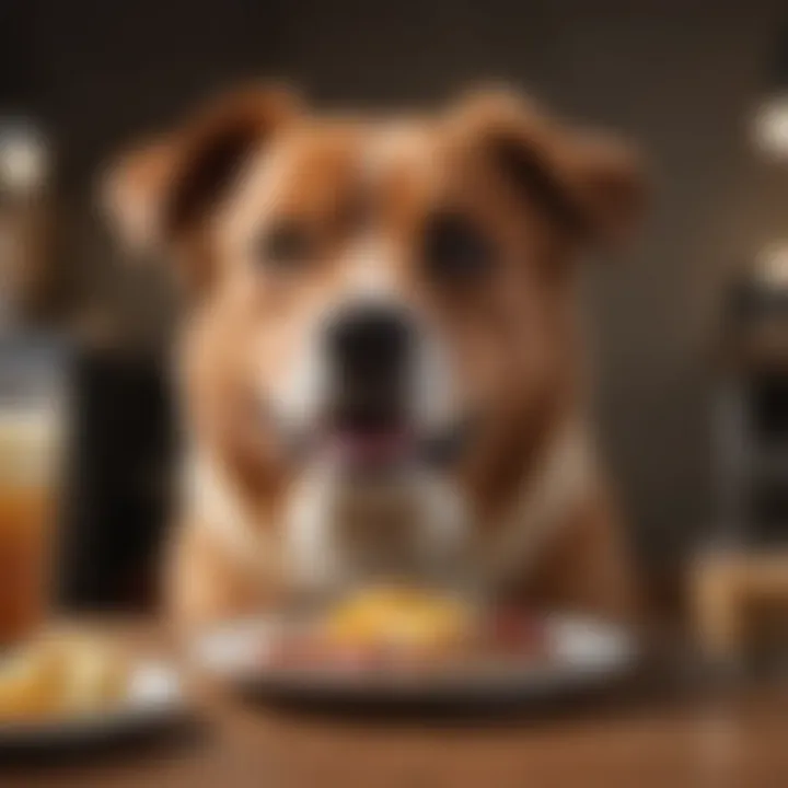 A happy dog enjoying a well-balanced meal