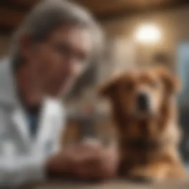 A concerned pet owner with a veterinarian