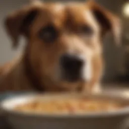 A concerned dog looking up at its owner during a bout of diarrhea